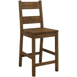 Rustic Ladder Back Counter Height Chair with Wooden Seat with set of 2 in Brown