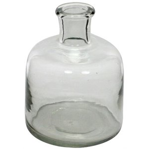 glass bottle with pot bellied shape base in small in clear