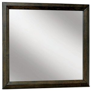 rectangular wooden frame mirror with dual tone look in brown