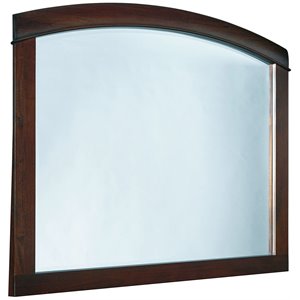 46 inch rectangular arched wooden frame mirror in brown