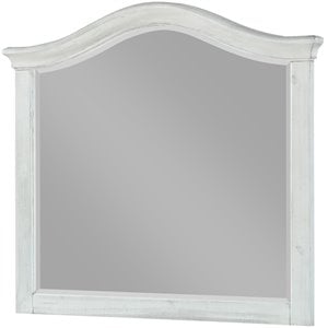 45 inch beveled wooden frame mirror in weathered white