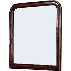 37 inches wooden mirror with curved edges in brown
