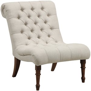 rolled back armless design accent chair with button tufting in gray