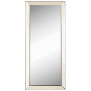 rectangular shaped floor mirror with beveled edge in silver