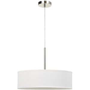 integrated led dimmable pendant lighting with fabric drum shade in white
