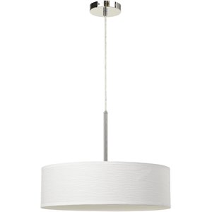 integrated led dimmable pendant lighting with fabric drum shade in silver