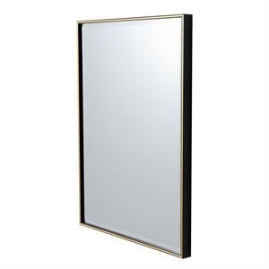 28 inch beveled metal frame rectangular wall mirror black & gold accent