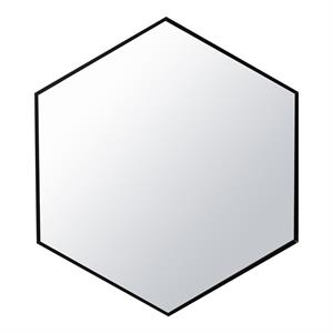24 inch hexagon modern geometric hanging accent wall mirror metal frame- black