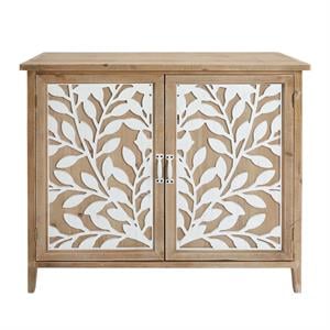 34 Inch Wood Console Buffet Cabinet Sideboard Table with Mirror Motifs - Brown