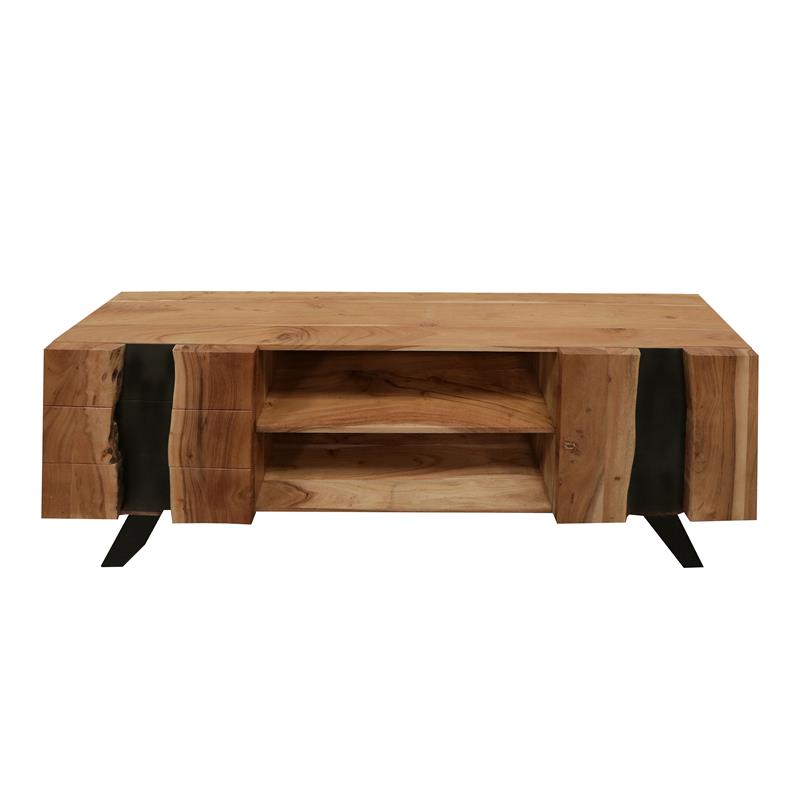 Stanley Inch Acacia Wood Industrial TV Console with Storage
