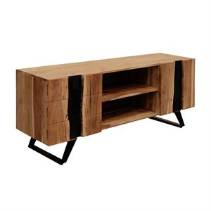 stanley inch acacia wood industrial tv console with storage