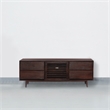 64 Inch TV Cabinet with 4 Drawers and Wooden Frame- Walnut Brown