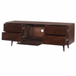 64 Inch TV Cabinet with 4 Drawers and Wooden Frame- Walnut Brown