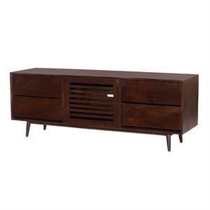 64 inch tv cabinet with 4 drawers and wooden frame- walnut brown