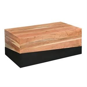 45 inch acacia wood coffee table- platform style- brown- black
