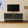 TV Entertainment Unit with 2 Doors and Wooden Frame- Oak Brown and Black