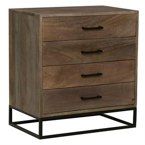 storage chest with 4 drawers and wooden frame- gray and black
