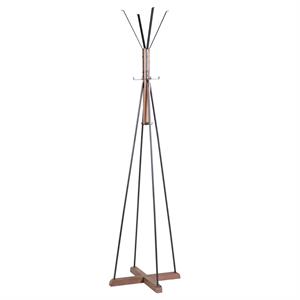 71 inch standing wooden coat rack with multiple hooks hangers brown black