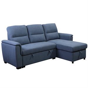 chaise with lift top reversible storage fabric padded seat blue