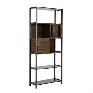 axa 68 inch bamboo shelf bookcase with cabinet right facing dark brown