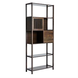 axa 68 inch bamboo shelf bookcase with cabinet left facing dark brown