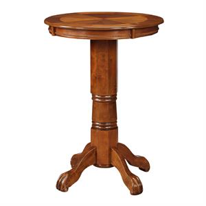 ava 42 inch wood pub bar table  sunburst design  carved pedestal  walnut