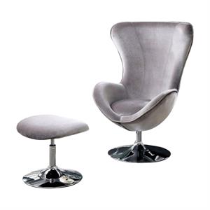 eccentric contemporary flannelette fabric accent chair with ottoman  gray