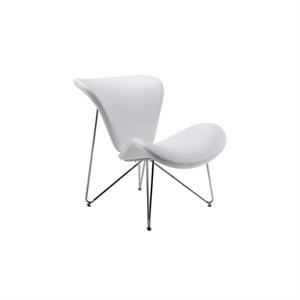 leatherette upholstered accent chair with hairpin metal legs  white and silver