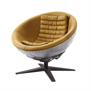 metal exterior accent chair with leatherette interior  yellow and black