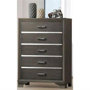 wooden five drawer chest with bracket legs  gray