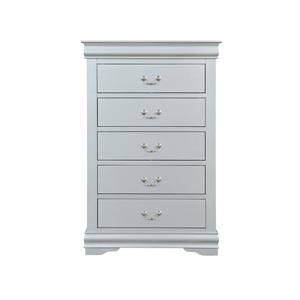 spacious five drawer wooden chest with bracket base  gray