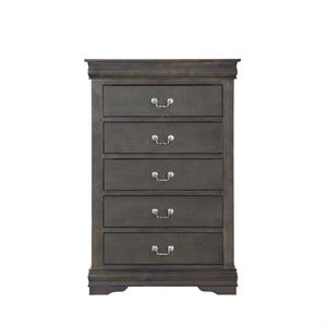 traditional style five drawer wooden chest with bracket base  dark gray