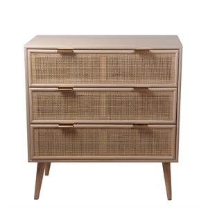 3 drawer wooden accent chest with mesh pattern front  light brown