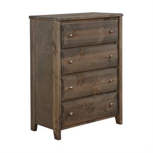 transitional style wooden chest with 4 drawer setup and tapered legs  brown