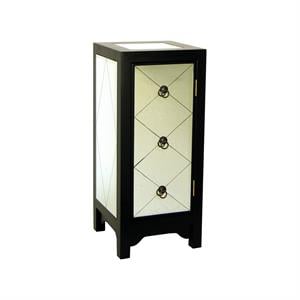 34 inch wood and mirror storage chest with 1 door  black