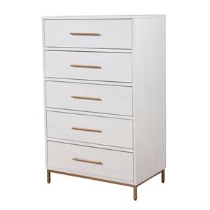 48 inch 3 drawer wooden chest with metal base  white