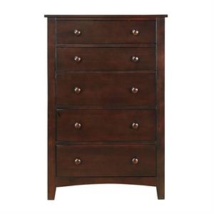 48 inches 5 drawer wooden chest with round knobs  brown