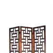 Wooden 3 Panel Room Divider with Cut Out Rectangle Pattern  Brown