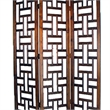 Wooden 3 Panel Room Divider with Cut Out Rectangle Pattern  Brown