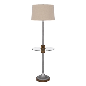 61 inch modern floor lamp glass tray table 1 usb port antique silver