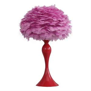 lily 24 inch metal glam feather table lamp candlestick 40w pink red
