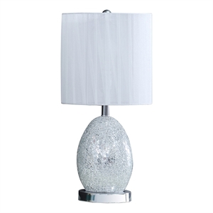20 inch glass table lamp 9w led 3 way switch egg shape silver