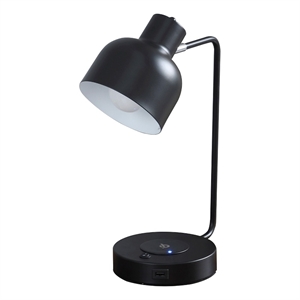15 inch metal table lamp adjustable shade wireless charging black