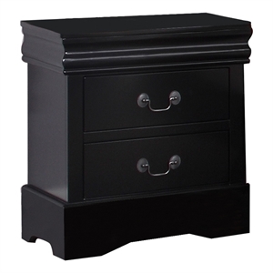 liam 23 inch 2 drawer wood nightstand antique style drop handles black