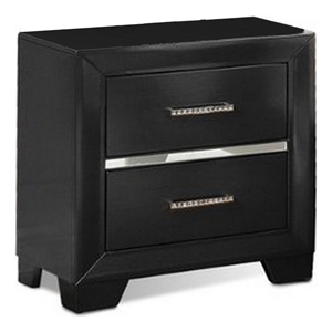 sia 23 inch modern wood nightstand 2 drawers mirror accent trim black