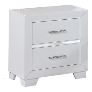dio 23 inch modern wood nightstand 2 drawers mirror accents clean white