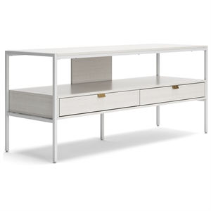 60 inch modern tv media entertainment console drawers metal frame white
