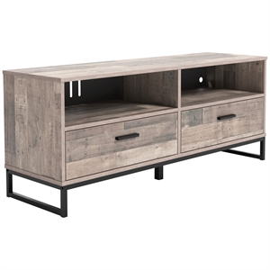 53 inch tv media entertainment console 2 drawers replicated oakcharcoal