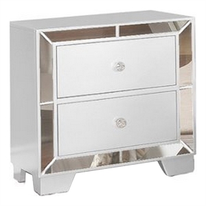 eli 23 inch modern wood nightstand 2 drawers mirrored edges clean white