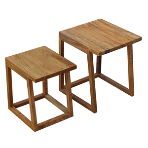 18 15 inch rectangular 2 piece mango wood nesting side table set details- brown
